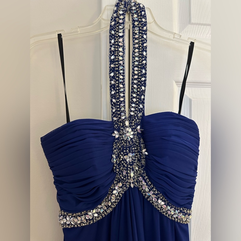 XSCAPE Prom Dress Blue Rhinestones